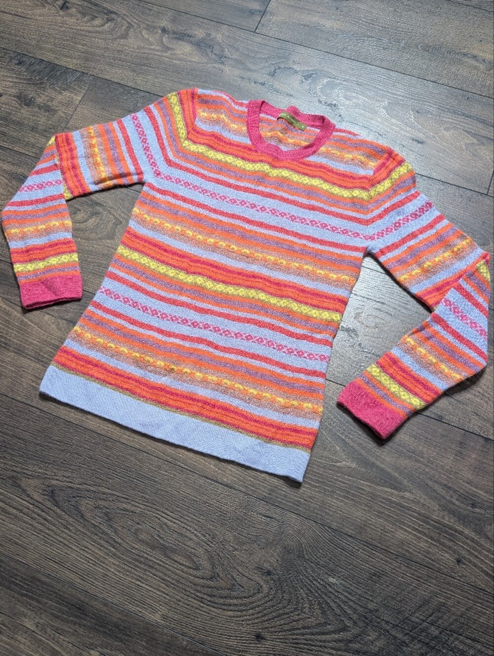 Sol Alpaca Baby Alpaca Fabric Striped Crewneck Sweater Size Medium